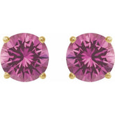 14K Yellow 7 mm Lab-Grown Pink Sapphire Stud Earrings